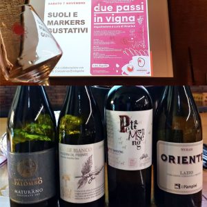 Vini in degustazione delle Aziende: Antica Tenuta Palombo, Casale Della Ioria, Agricola Cavalieri e I Pàmpini